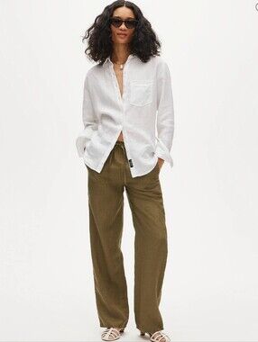 J. Crew City Fit Green Linen Pants